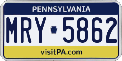 PA license plate MRY5862