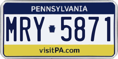 PA license plate MRY5871