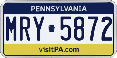 PA license plate MRY5872