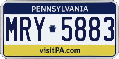 PA license plate MRY5883