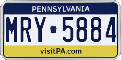 PA license plate MRY5884