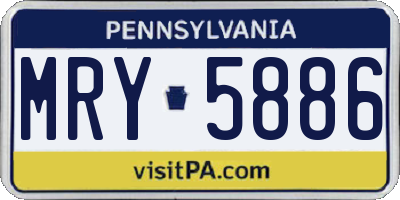 PA license plate MRY5886