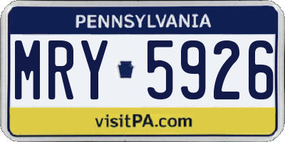 PA license plate MRY5926