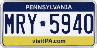 PA license plate MRY5940