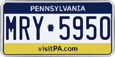 PA license plate MRY5950