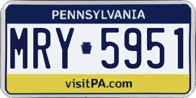 PA license plate MRY5951