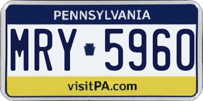 PA license plate MRY5960