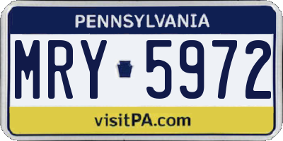 PA license plate MRY5972