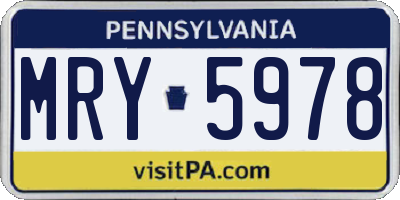 PA license plate MRY5978