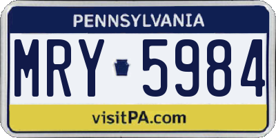 PA license plate MRY5984