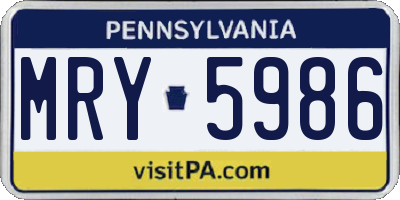 PA license plate MRY5986
