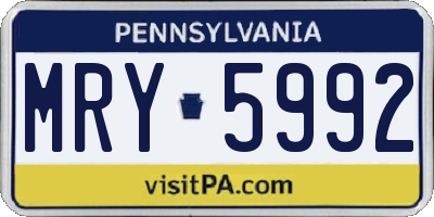 PA license plate MRY5992