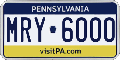 PA license plate MRY6000