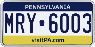PA license plate MRY6003