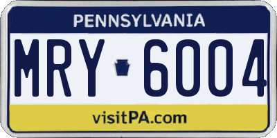 PA license plate MRY6004