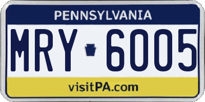 PA license plate MRY6005