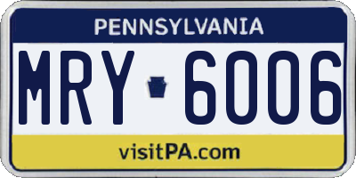 PA license plate MRY6006