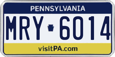 PA license plate MRY6014