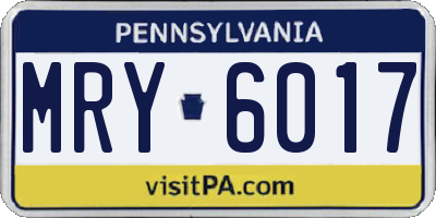 PA license plate MRY6017