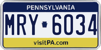 PA license plate MRY6034