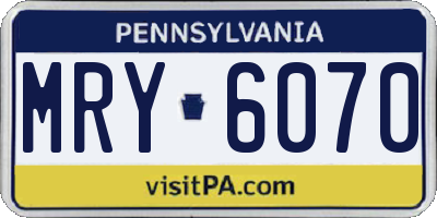 PA license plate MRY6070