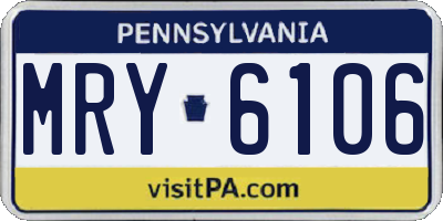 PA license plate MRY6106