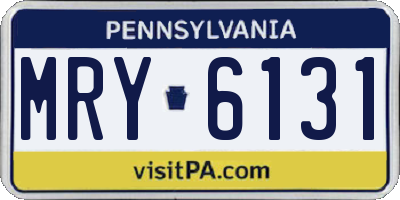 PA license plate MRY6131