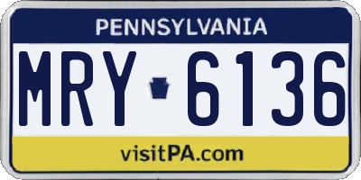 PA license plate MRY6136