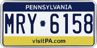 PA license plate MRY6158
