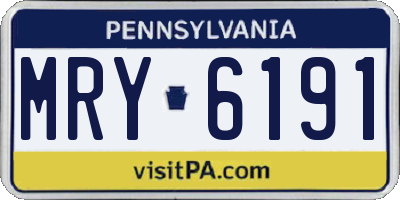 PA license plate MRY6191