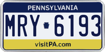 PA license plate MRY6193