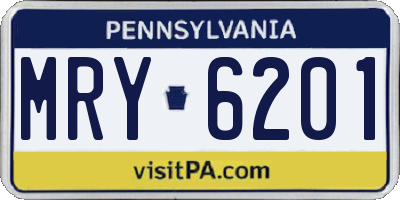 PA license plate MRY6201