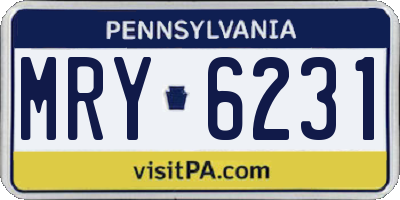 PA license plate MRY6231