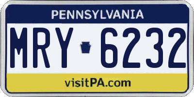 PA license plate MRY6232