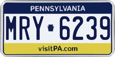 PA license plate MRY6239