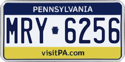 PA license plate MRY6256