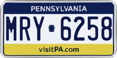 PA license plate MRY6258