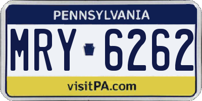 PA license plate MRY6262