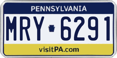 PA license plate MRY6291
