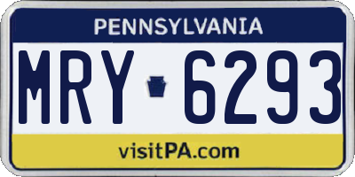 PA license plate MRY6293