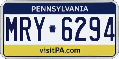 PA license plate MRY6294