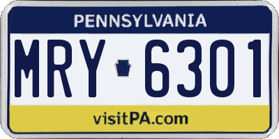 PA license plate MRY6301