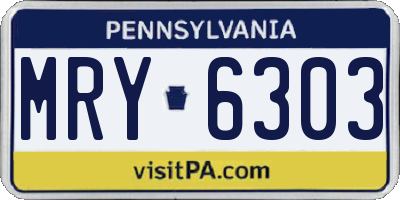 PA license plate MRY6303