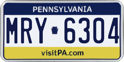 PA license plate MRY6304