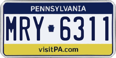 PA license plate MRY6311