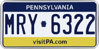 PA license plate MRY6322