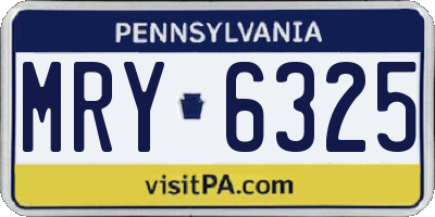 PA license plate MRY6325