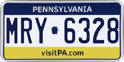 PA license plate MRY6328
