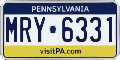 PA license plate MRY6331