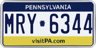PA license plate MRY6344
